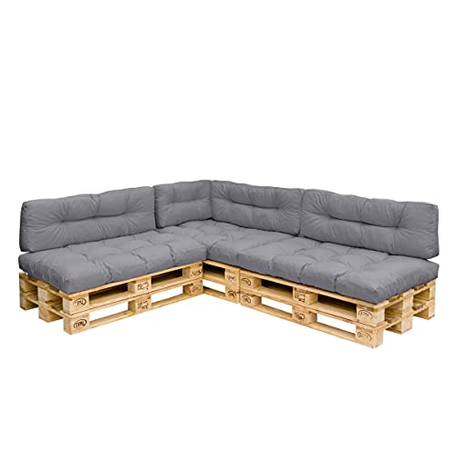 Royal Schneider Palettenkissen Set Palettensofa Palettenpolster 120x80cm 6R LS Sitzkissen Rückenkissen, 7er Set, 500-23 Grau von Royal Schneider