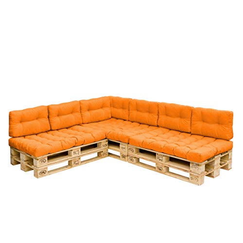 Royal Schneider Palettenkissen Set Palettensofa Palettenpolster Sitzkissen Rückenkissen 120x80cm, 10er Set, 500-08 Orange von Royal Schneider