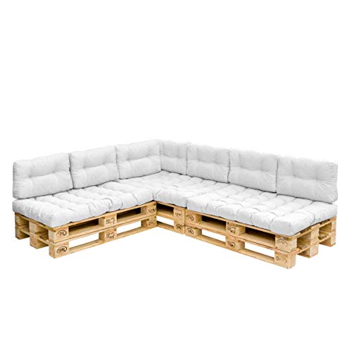 Royal Schneider Palettenkissen Set Palettensofa Palettenpolster Sitzkissen Rückenkissen 120x80cm, 10er Set, 500-33 Weiß von Royal Schneider