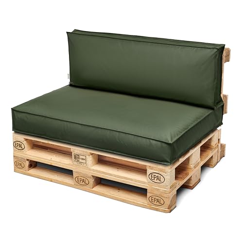 Royal Schneider Palettenkissen Set Palettensofa Palettenpolster Sitzkissen Rückenkissen 120x80cm, 2er Set, 500-18 Olive von Royal Schneider