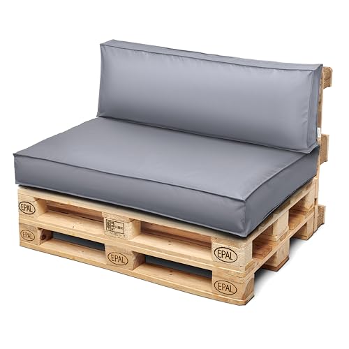 Royal Schneider Palettenkissen Set Palettensofa Palettenpolster Sitzkissen Rückenkissen 120x80cm, 2er Set, 500-23 Grau von Royal Schneider