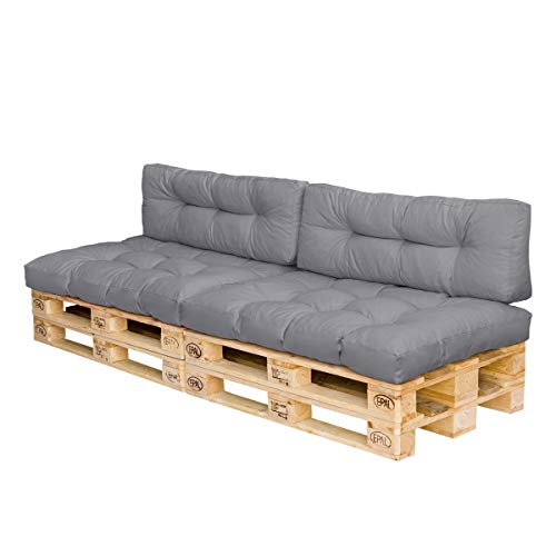 Royal Schneider Palettenkissen Set Palettensofa Palettenpolster Sitzkissen Rückenkissen 120x80cm, 4er Set, 500-23 Grau von Royal Schneider