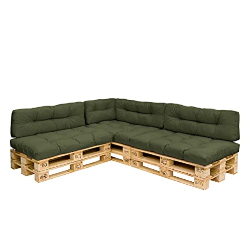 Royal Schneider Palettenkissen Set Palettensofa Palettenpolster Sitzkissen Rückenkissen 120x80cm, 7er Set, 500-18 Olive von Royal Schneider