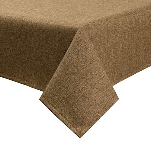 Tischdecke Leinen Optik mit Fleckschutz abwaschbar eckig rund oval Garten, eckig 120x120 cm, Karamell - 5537 von Royal Schneider