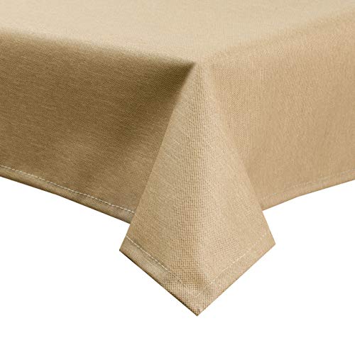 Tischdecke Leinen Optik mit Fleckschutz abwaschbar eckig rund oval Garten, eckig 160x260 cm, Cappuccino - 5521 von Royal Schneider
