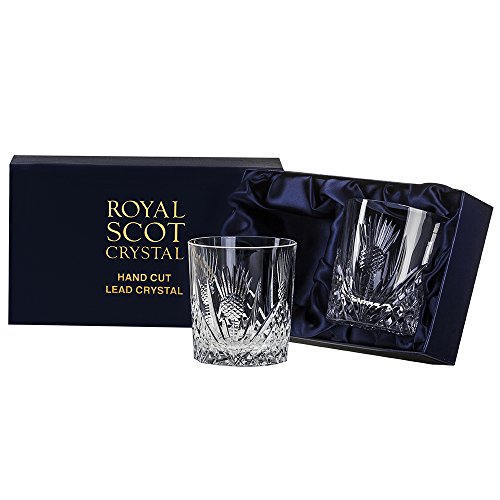 Royal Scot Crystal Scottish Thistle 2 Small Whisky Tumbler 9oz (Gift Box) von Royal Scot Crystal