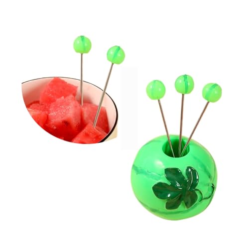 10-teiliges Set, Kreatives Edelstahl-Kunststoff-Obstdekorationsglas, Obstgabel-Stick, Schönes Obstgabel-Geschenk (Wassermelone) von Royal Shang Youpin