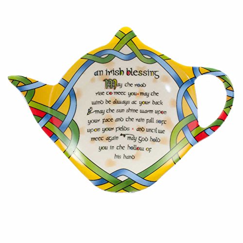 Irisch Teebeutelhalter | Teebeutelablage aus Keramik mit Irischer Segen und Irisches Webmuster Design | Tellerchen für Teebeutel von Royal Tara von Royal Tara