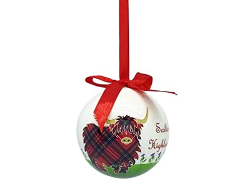 Royal Tara Highland Cow of Scotland Kugel Handgefertigt Rund Weihnachtsbaumschmuck, 7,5 cm Royal Tara Highland Cow of Scotland Kugel Handgefertigt Rund Weihnachtsbaumschmuck, 7,5 cm von Royal Tara