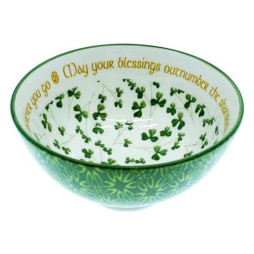 Royal Tara Irisch Ceramic Blessing Bowl zum Servieren von Suppen Eintöpfen Salaten Bone China Rührschüssel für die Küche (Kleeblatt-Segensschale) von Royal Tara