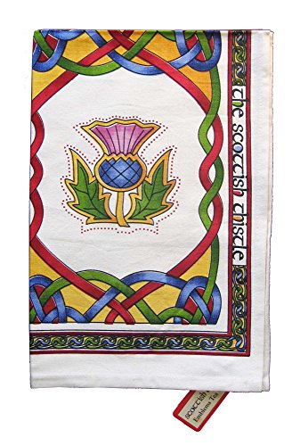 Royal Tara Scottish 100% Baumwolle Geschirrtuch Handtuch mit Schottland Distel Blume, Zügelloser Löwe, Hohes Kreuz und Keltische Knoten Design von Royal Tara