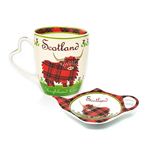 Royal Tara Set Tartan Schottland Highland Kuh Tasse & Teebeutelhalter aus Knochenporzellan Royal Tara Set Tartan Schottland Highland Kuh Tasse & Teebeutelhalter aus Knochenporzellan von Royal Tara