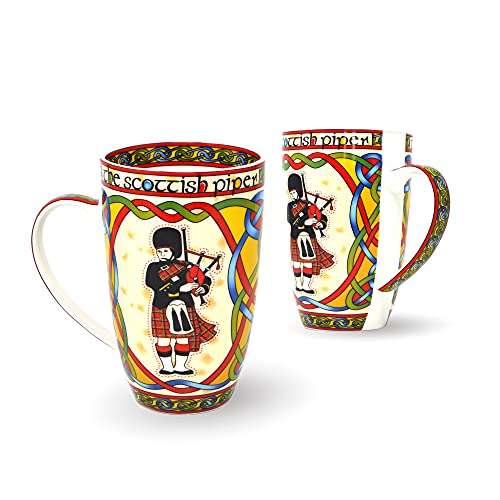 Royal Tara Kaffee und Teetasse aus Knochenporzellan Schottische Symbole (Schottischer Pfeifer 2er-Set) von Royal Tara