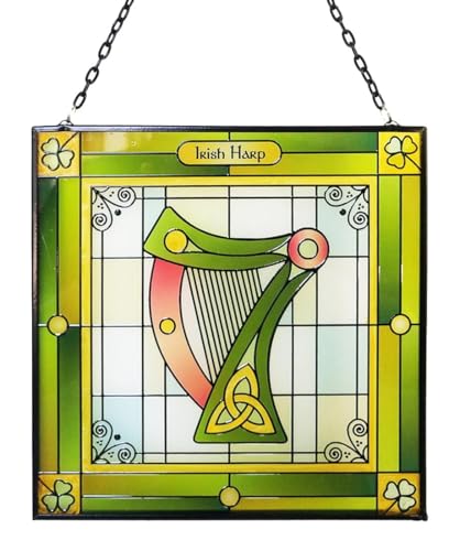 Royal Tara Sonnenfänger aus Buntglas Paneel Hausdekoration (Irische Harfe) von Royal Tara