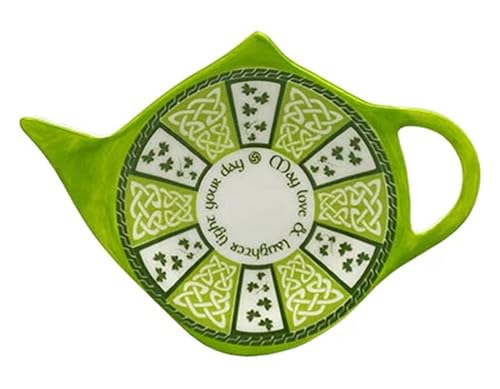 Royal Tara Teebeutelhalter aus Keramik, Motiv: Kleeblatt, Untersetzer mit irischem Segen und Aufschrift "May Love & Laughter Light Your Day", Einweihungsgeschenk Royal Tara Teebeutelhalter aus Keramik, Motiv: Kleeblatt, Untersetzer mit irischem Segen und Aufschrift "May Love & Laughter Light Your Day", Einweihungsgeschenk von Royal Tara