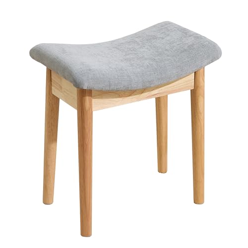 Royal Windsor Schminkhocker mit Sattelkissen, 45,7 cm, Schminkstuhl für Wohnzimmer, moderner Fußhocker, Ottomane, Klavierbank, gepolsterte Schminkbank für Schlafzimmer, Grau von Royal Windsor