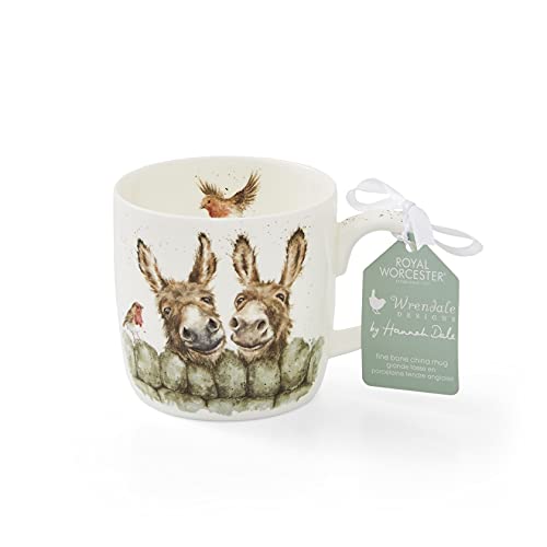 Wrendale Designs Porzellan-Becher Esel HEE Haw Donkeys ca. 310ml Tasse mit Motiven von der britischen Künstlerin Hannah Dale für Kaffee und Tee als Geschenk von Wrendale Designs