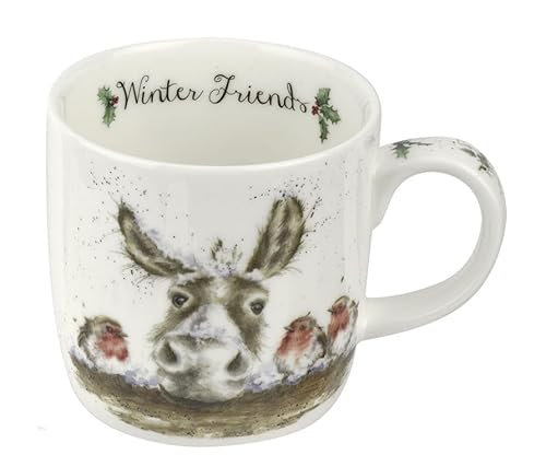 Royal Worcester Wrendale Designs Winters Friends Esel und Rotkehlchen Festliche Tasse von Royal Worcester