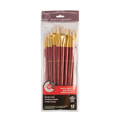 Royal & Langnickel RSET-9320 - Firm White Bristle 12-teiliges Borstenpinsel Set gemischt mit langem Griff von Royal & Langnickel