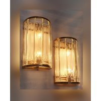 Paar Wolkenkratzer Vintage Art Deco Jugendstil Licht Alte Lampe Wandleuchten Leuchte Messing & Glas Schiff Antik von RoyalArtDecolighting