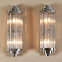 Paar Wolkenkratzer Vintage Art Deco Licht Alte Lampe Wandlampen Leuchte Nickel Messing & Glasstab Schiff Antik von RoyalArtDecolighting