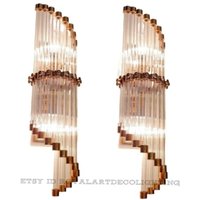 Paar Wolkenkratzer Vintage Art Deco Licht Alte Lampe Wandlampen Vorrichtung Kupfer & Glasstab Schiff Antik von RoyalArtDecolighting