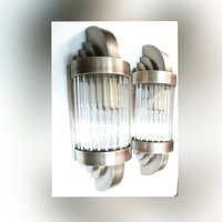 Paar Wolkenkratzer Vintage Art Deco Licht Alte Lampe Wandlampen Vorrichtung Messing & Glasstab Schiff Antik von RoyalArtDecolighting