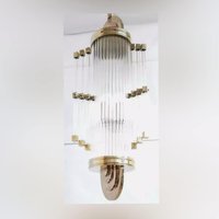 Wolkenkratzer Vintage Art Deco Licht Alte Lampe Hängeleuchte Kronleuchter Vorrichtung Messing & Glasstab Schiff Antik von RoyalArtDecolighting