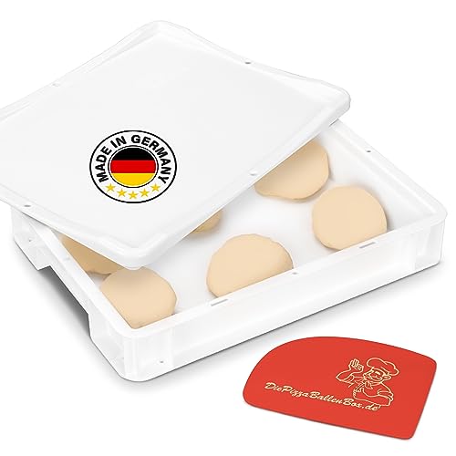 RoyalFay Pizzaballenbox Gärbox für Pizzateig Sauerteig Hefeteig lebensmittelecht 30x40x8 cm (1 Box mit 1 Deckel) weiß von RoyalFay