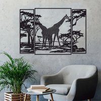 Giraffen Wand Dekor, 3Er Set Wandkunst, Metall Wohnzimmer Dekor, Überbett Kunstwerk Für Wände, Giraffe Dekor von RoyalMetalWallArt