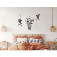 Leuchtmittel Metall Wanddekoration, 3Er Set Wandkunst, Wohnzimmer Wand Dekor, Überbett Dekor, Kunstwerk Für Wände, Schlafzimmer Dekor von RoyalMetalWallArt