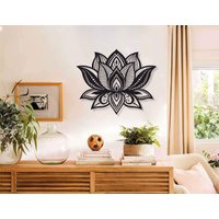 Mandala Lotus Metall Wandkunst, Blume Yoga Wand Dekor, Überbett Kunstwerk Für Wände, Moderne Wanddekoration von RoyalMetalWallArt