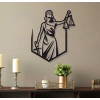 Metal Lady Justice Wandkunst, Justiz Wanddeko, Wohnzimmer Wand Dekor, Überbett Dekor, Kunstwerk Für Wände, Anwalt Metall Kunst Wanddeko von RoyalMetalWallArt