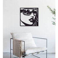 Miami Beach Metall Wanddekoration, Frau Gesicht Wandkunst, Wohnzimmer Wand Dekor, Überbett Abstrakte Dekor von RoyalMetalWallArt