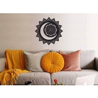 Mond Metall Wanddekoration, Sonne Und Wandkunst, Mandala Schild, Schlafzimmer Wand Dekor, Wohnzimmer Überbett Dekor, Wandbehang von RoyalMetalWallArt