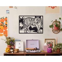 Tiger Metall Wanddekoration, Wandkunst, Safari Schlafzimmer Wohnzimmer Überbett Dekor, Metallschild von RoyalMetalWallArt