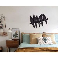Vögel Auf Ast Metall Wanddekoration, Papagei Wandkunst, Vogel Schlafzimmer Wand Dekor, Wohnzimmer Überbett Dekor von RoyalMetalWallArt