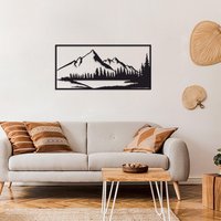 Wanddekoration Am See, Berg Metall Wandkunst, Landschaft Schlafzimmer Wanddekoration, Wohnzimmer Überbett Dekor, Metallschild von RoyalMetalWallArt