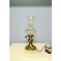 Lampe Aus Messing Und Verziertem Glasartikel in Perfektem Zustand Made Italy Höhe 50 cm von RoyalVintageItalia