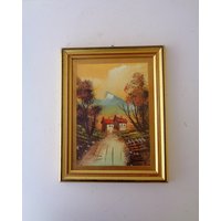 Vintage Italien Ölgemälde "Landschaft" Gerahmt Im Schönen Vergoldeten Holzrahmen, Wandbehang Dekor von RoyalVintageItalia