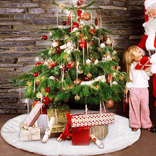 Royaliya Baumdecke Weihnachtsbaum Rock Christbaumdecke Rund Weiß Weihnachtsbaumdecke Christbaumständer Teppich Decke Weihnachtsbaum Deko (152CM) von Royaliya