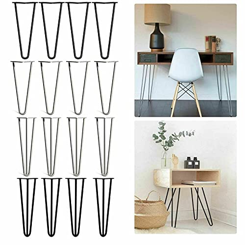 Royalswill 4X Tischbeine Möbelfüße Metall Hairpin Legs 3 Streben Haarnadel Haarnadelbeine aus Stahl Tischbeine 86cm/34'' Höhe für Couchtische, Moderne Schreibtische, Nachtständer oder Stühle, Schwarz von Royalswill