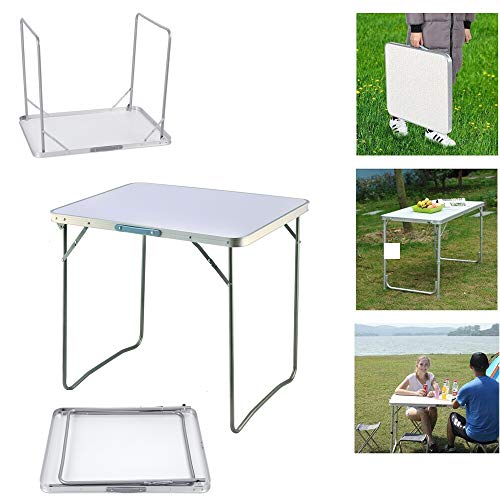 Campingtisch Klapptisch mit Tragegriff, Beistelltisch klappbarer Balkontisch Faltbarer Tisch Gartentisch aus Alu und MDF, Multifunktionstisch Klapptisch Markttisch Beistelltisch Outdoor, 80x60x69cm von Royalswill