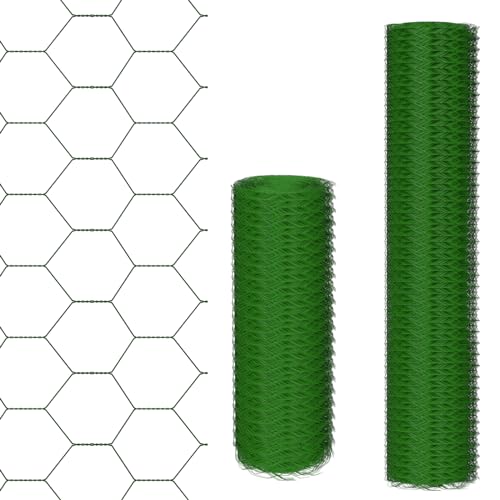 Gartenzaun Maschendraht 50cm x 25mMaschendrahtzaun Sechseckgeflecht Drahtzaun Hasendraht Volierendraht Kaninchendraht Grün Drahtzaun Geflecht - 6-Eckgeflecht Maschenweite 25 mm, PVC-beschichtetes von Royalswill