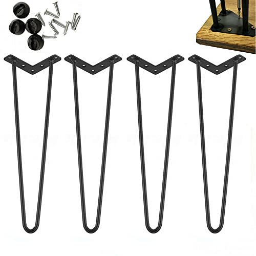 Hairpin Legs, 4er Set Haarnadelbeine, Haarnadel Tischbeine Höhe in 40cm/16'' für Esstisch Couchtisch Schreibtisc, Möbel Metall Zwei-Stange Haarnadel Schlanke Tischbeine aus Stahl mit Bodenschoner von Royalswill