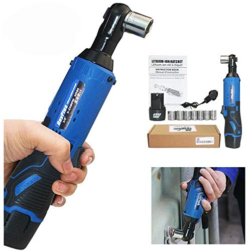 Schnurloser Ratschenschlüssel 12V Strom rechtwinkliger elektrischer Ratschenschlüssel 3 / 8Inch 40Nm mit 1500mAh wiederaufladbarem Lithium-Ionen-Akku und Ladegerät von Royalswill