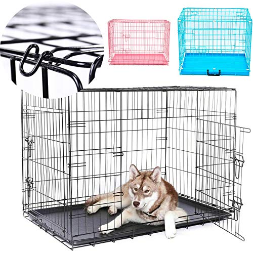Schwarz 76,2 cm Metall Haustier Käfig Hund Katze Welpen Faltkiste Tier Transport Haustier Tragetasche mit Tablett Doppeltür, gut belüftet für Zuhause Outdoor Reisen Training Schwarz 76,2 cm Metall Haustier Käfig Hund Katze Welpen Faltkiste Tier Transport Haustier Tragetasche mit Tablett Doppeltür, gut belüftet für Zuhause Outdoor Reisen Training von Royalswill