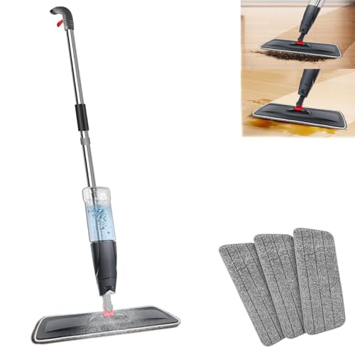Sprühwischer Bodenwischer, Wischer mit Sprühfunktion, 360 Grad Rotierender Spray Mop Floor Mop Nasswischer Wischmopp mit 700ml Wassertank und 3 Waschbaren Mikrofaser Pads für alle Böden, Grau von Royalswill