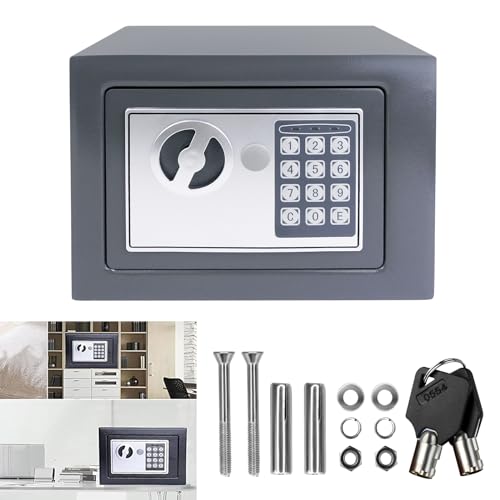 Tresor klein, Safe Tresor Feuerfest Wasserdicht, Elektronischer Digitaler Safe mit 2xNotschlüssel, Doppelbolzen Verriegelung, Sicherheitsbox, Möbeltresor für Bargeld Schmuck Dokumente, 23x17x17cm Grau Tresor klein, Safe Tresor Feuerfest Wasserdicht, Elektronischer Digitaler Safe mit 2xNotschlüssel, Doppelbolzen Verriegelung, Sicherheitsbox, Möbeltresor für Bargeld Schmuck Dokumente, 23x17x17cm Grau von Royalswill