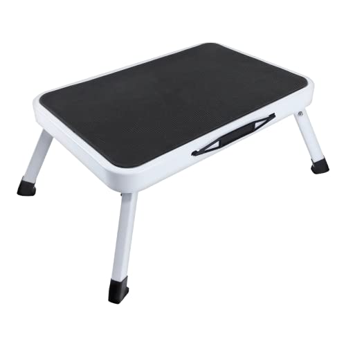 Tritthocker klappbar aus Stahl, Wohnwagen Wohnmobil Klapptritt Hocker Faltbar Anti-Rutsch, Einstufige Trittleiter Stabil Tritt Stufe für Caravan, Bad, Küche, bis zu 150 kg belastbar von Royalswill